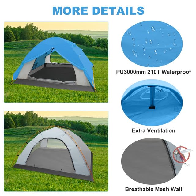 LAMA Tenda Campeggio 2 Persone Impermeabile 3000 mm
