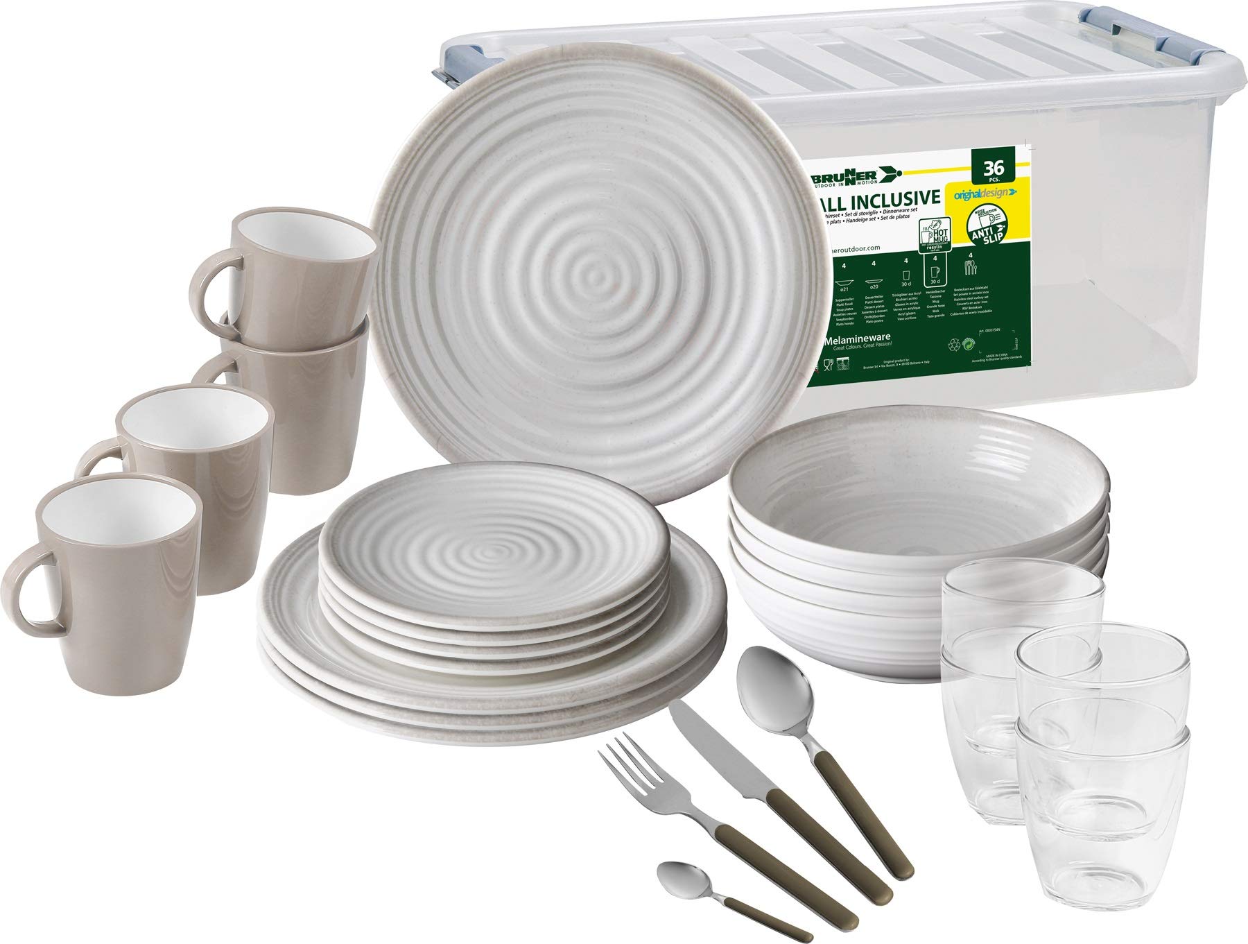 Brunner Savana 0830154N.C4P set piatti campeggio 36 pezzi antiscivolo