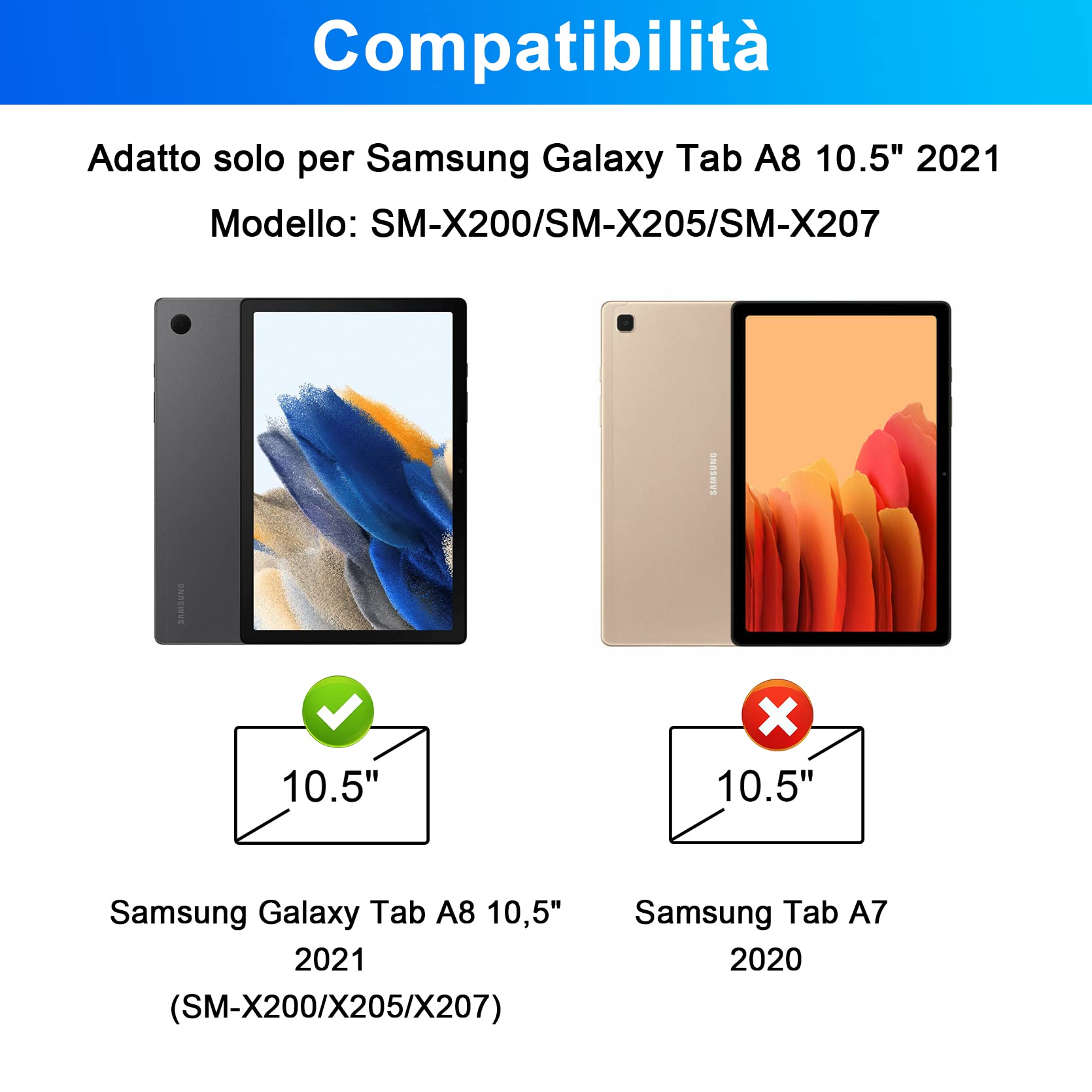 LAMA Tab A8 10.5 custodia con tastiera retroilluminata