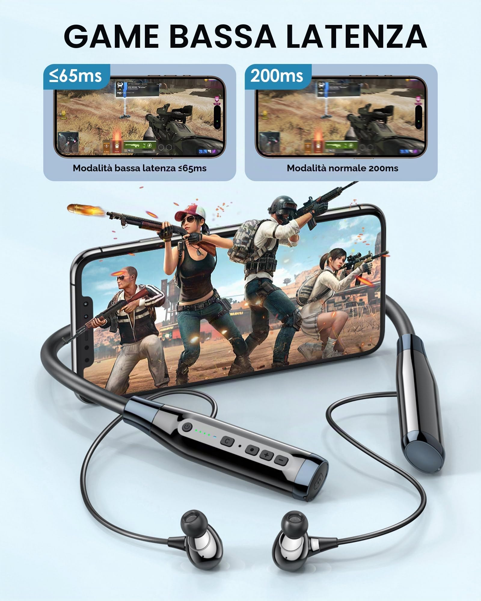 LAMA A13 auricolari bluetooth nero IPX5 100 ore