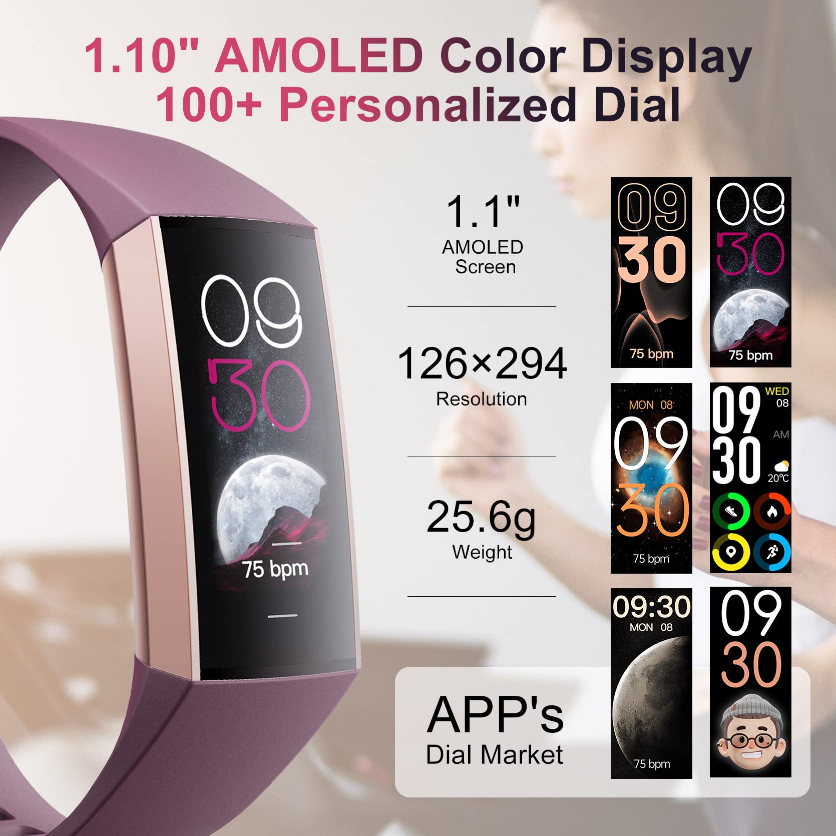 LAMA Activity Tracker smartwatch fitness AMOLED 25,6 g