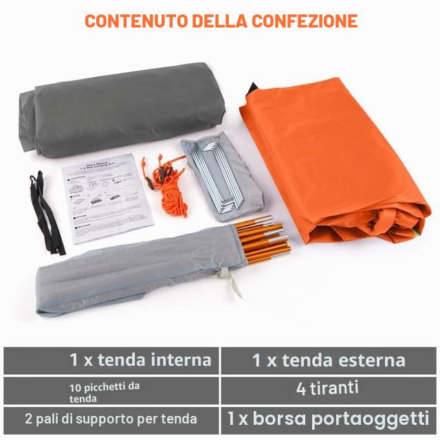 LAMA Tenda Campeggio 2 Posti 210x145 Doppio Strato