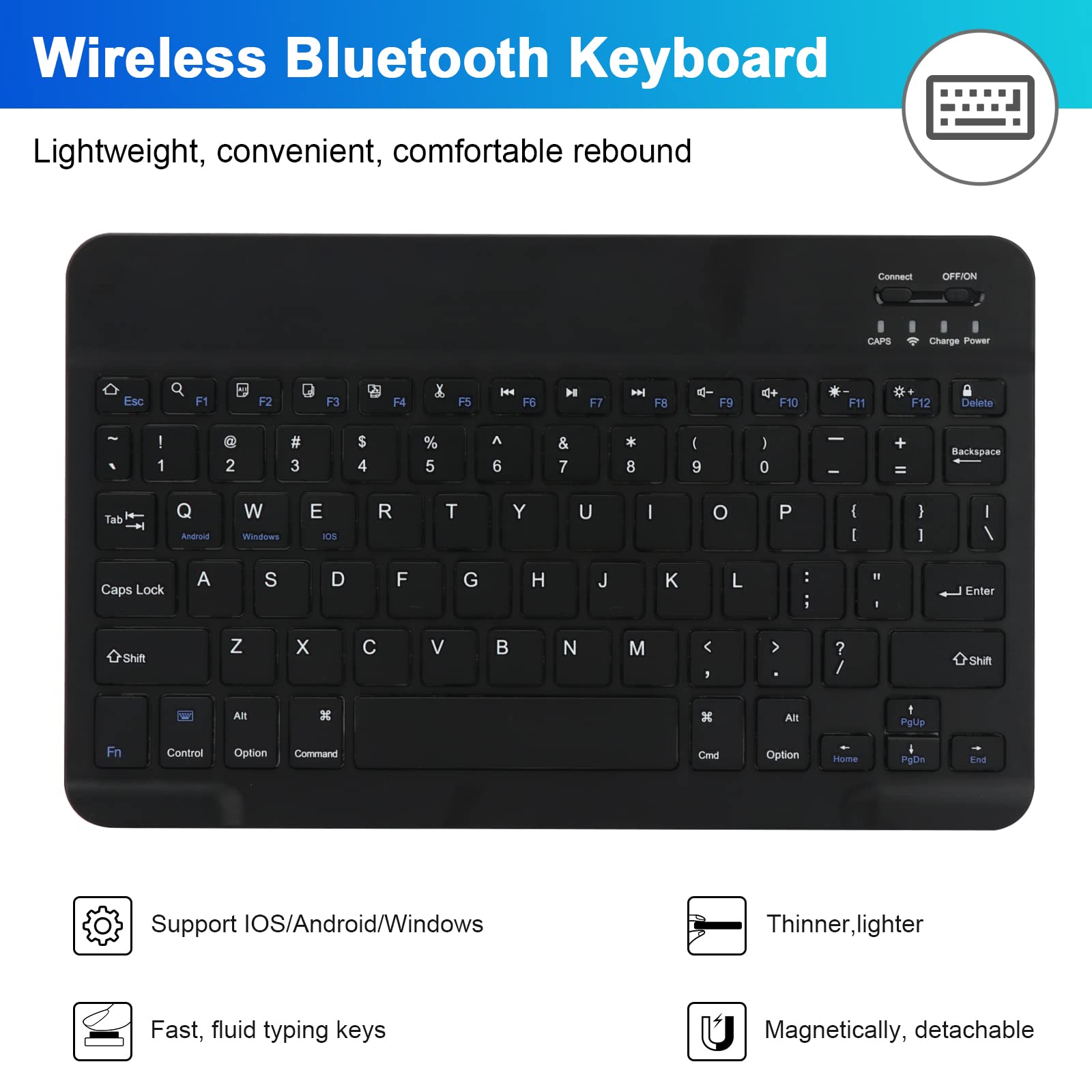 LAMA custodia tastiera iPad 9,7" bluetooth rimovibile nera