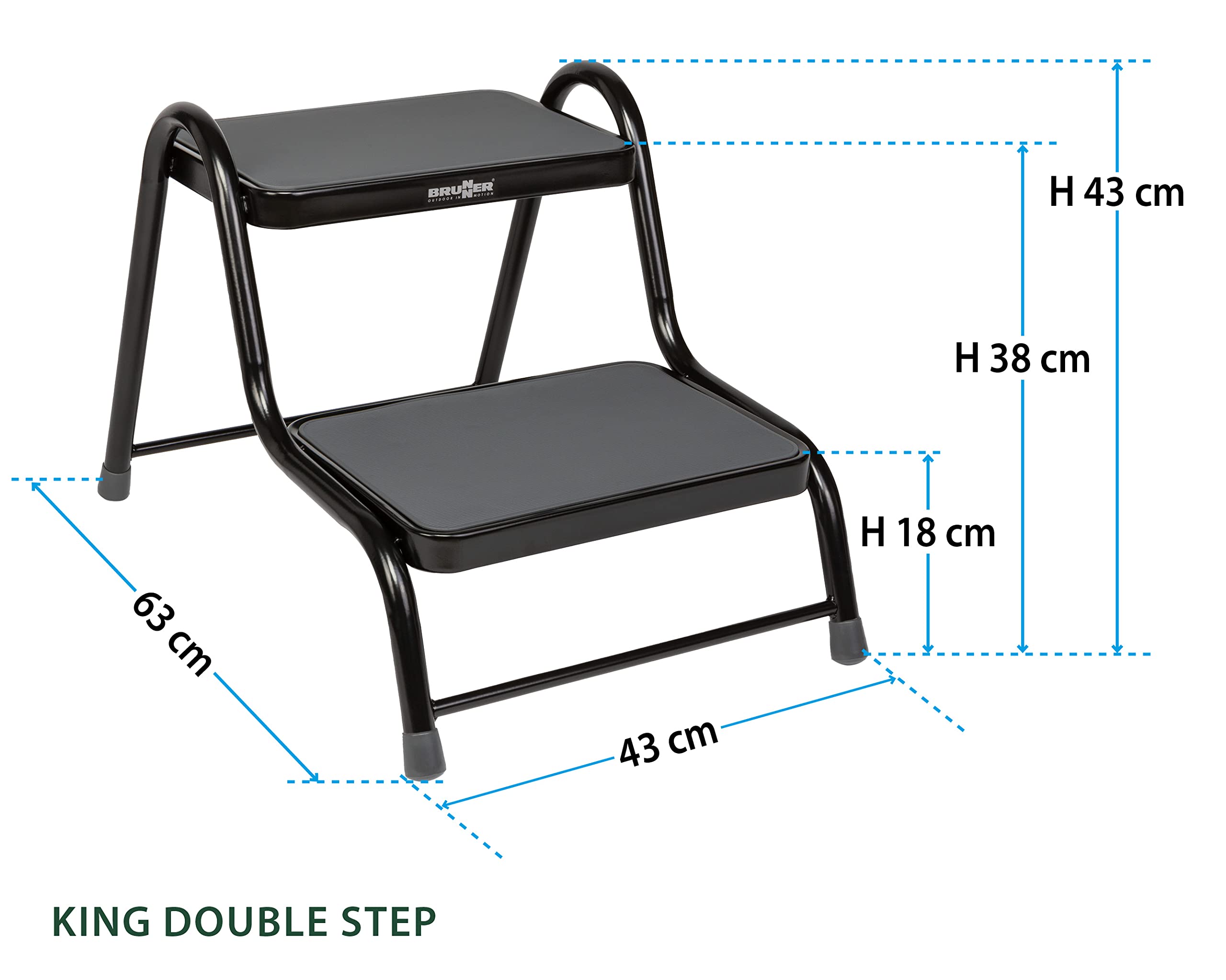 Brunner King Step Double scaletta 2 gradini nera