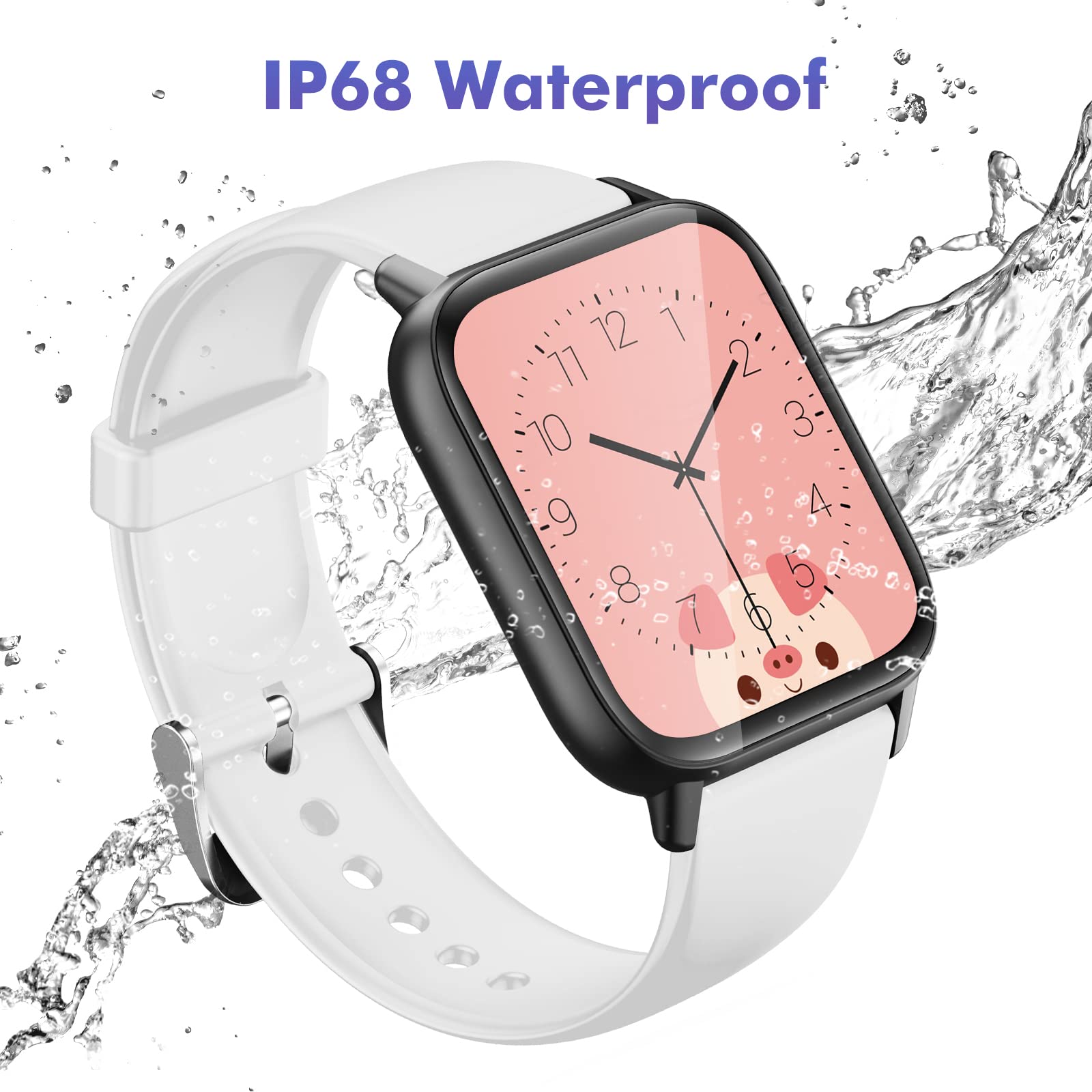 LAMA Smartwatch Fitness 1.7" Bianco Rosa Cardio IP67