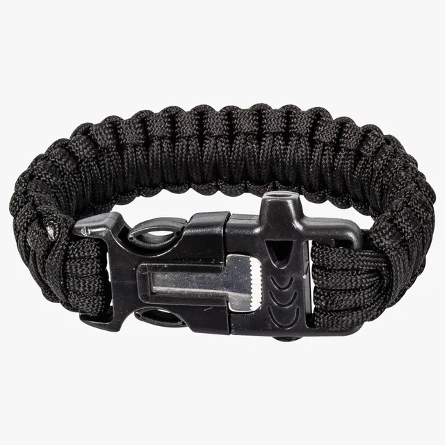 Highlander Paracord Flint bracciale survival nero acciarino