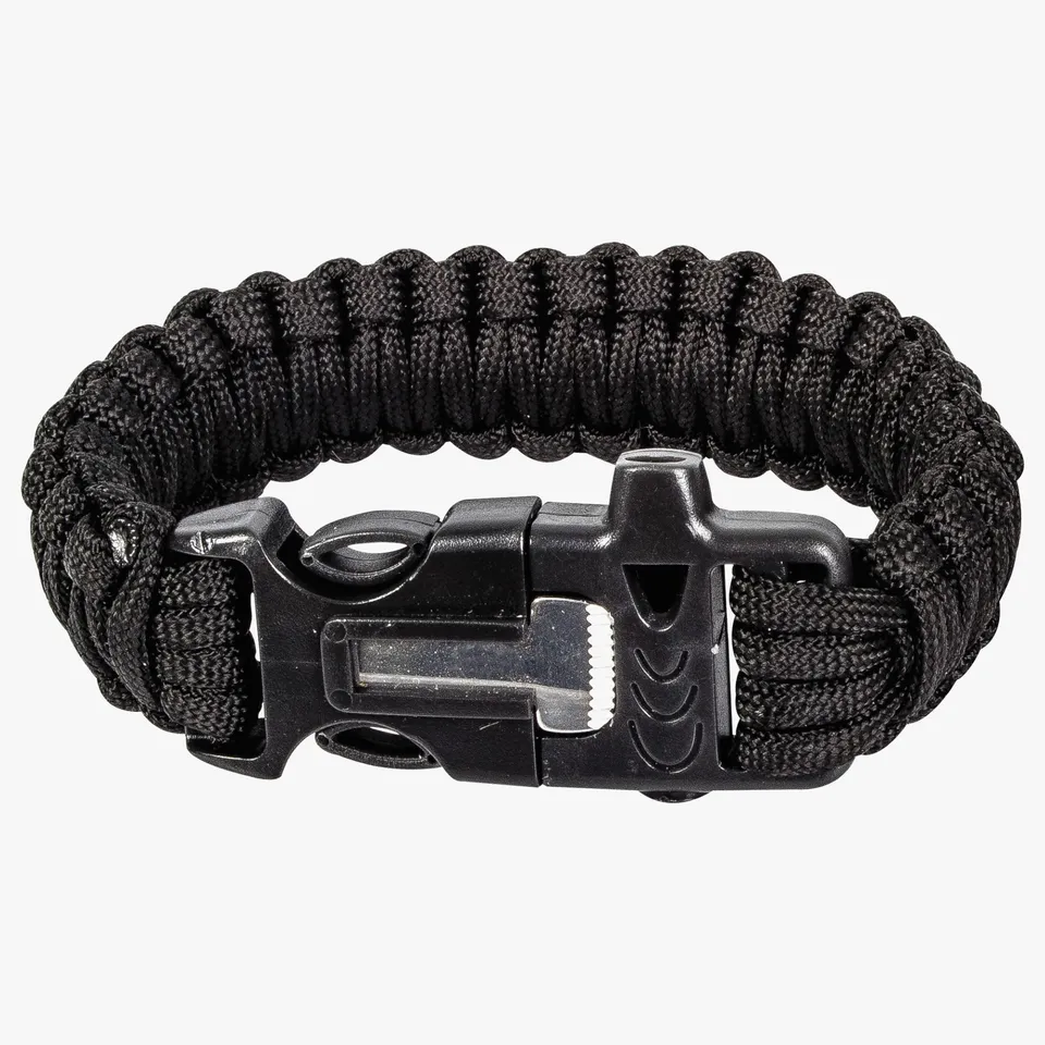Highlander Paracord Flint bracciale survival nero acciarino