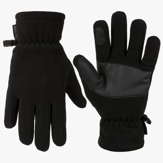 Highlander Polar Fleece guanti pile neri grip palmo