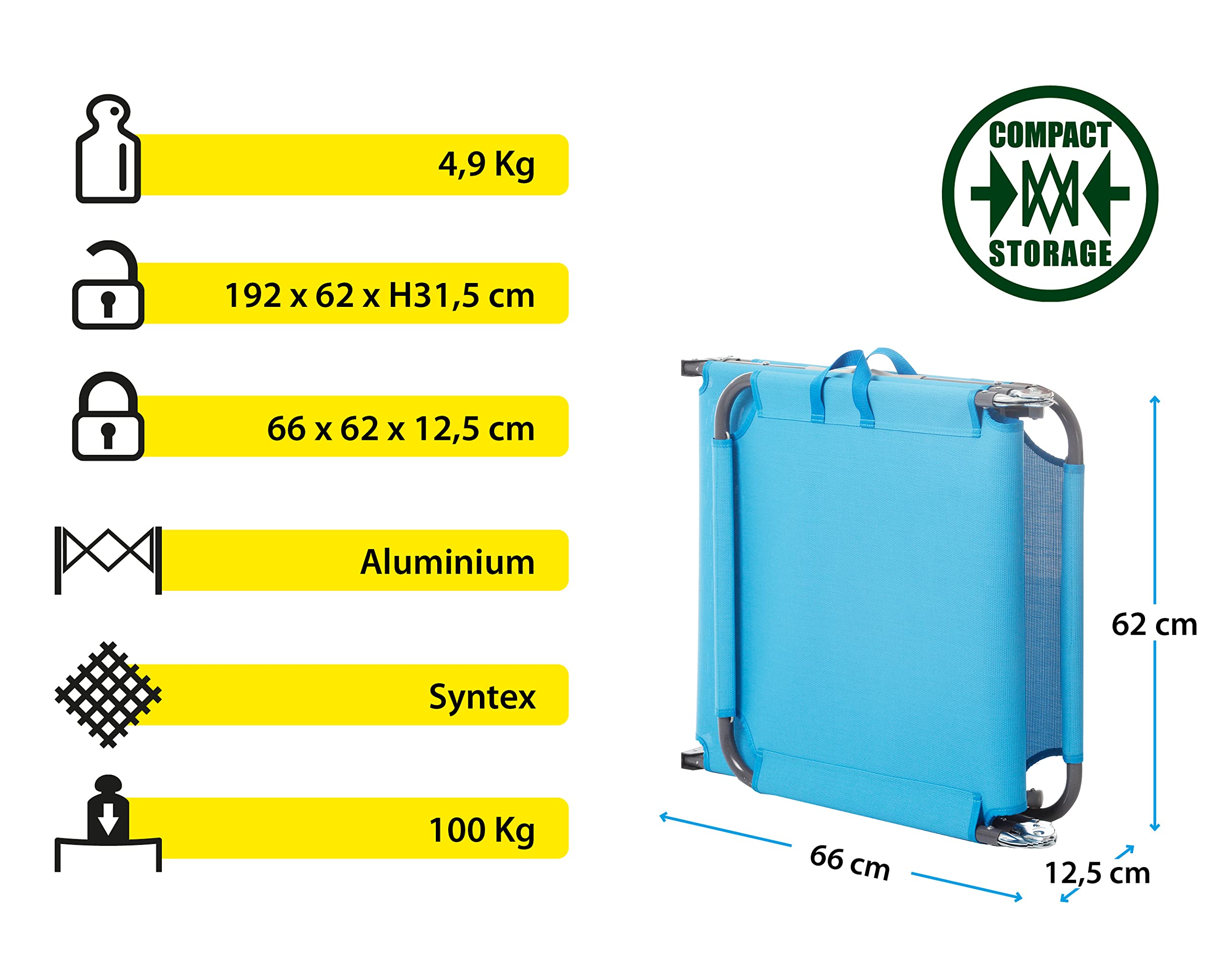 Brunner Bahia lettino sole alluminio bianco 192 cm