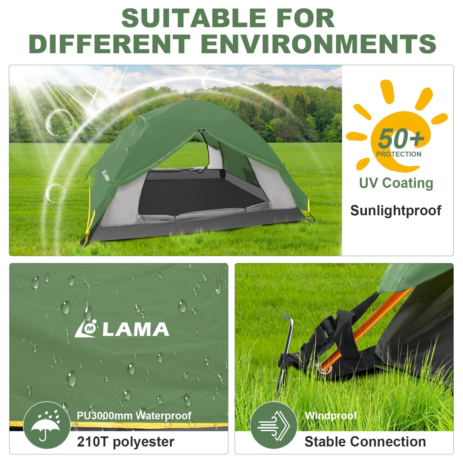 LAMA tenda campeggio 2 persone impermeabile 3000mm