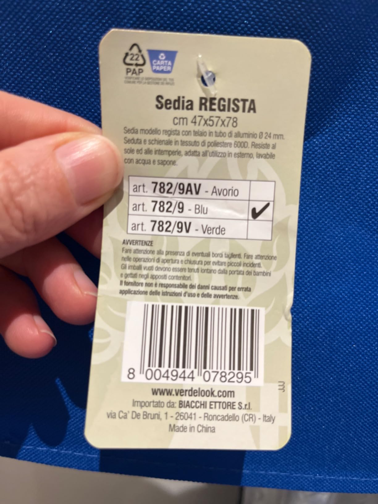 Brunner Bravura sedia regista pieghevole nero azzurro 150 kg