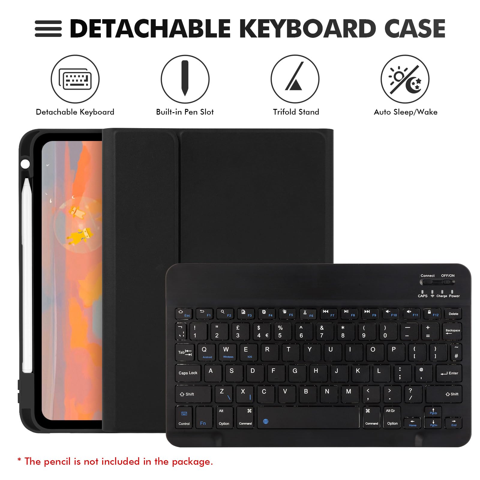 LAMA custodia tastiera iPad 9,7" bluetooth rimovibile nera