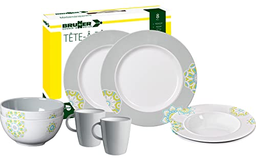 Brunner Tête-à-Tête Sandhya set piatti campeggio 8 pezzi antiscivolo