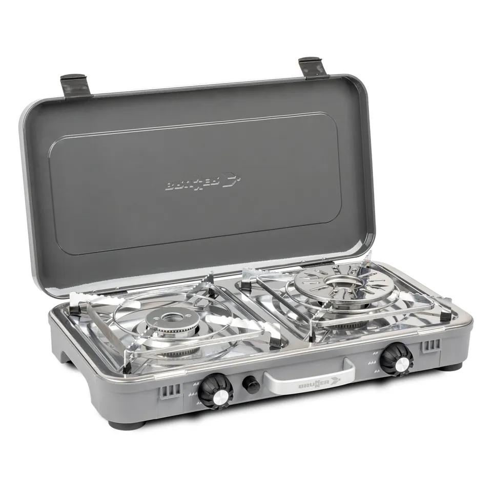Brunner Devil Kookmaster fornello gas 2 fuochi inox 30 mbar