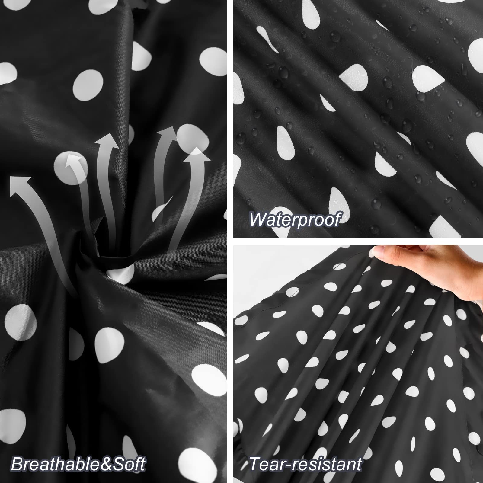 LAMA Poncho Antipioggia Donna XL Nero Puntini riutilizzabile