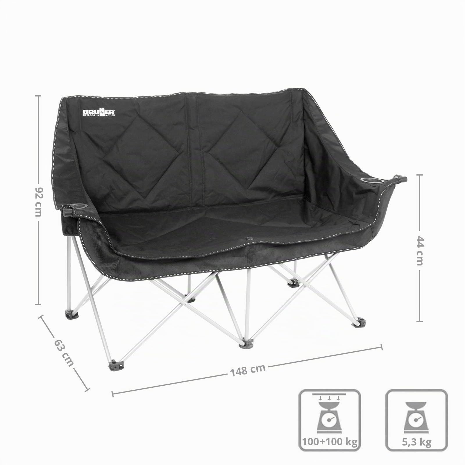 Brunner Action Sofa Comfort Divanetto Nero pieghevole