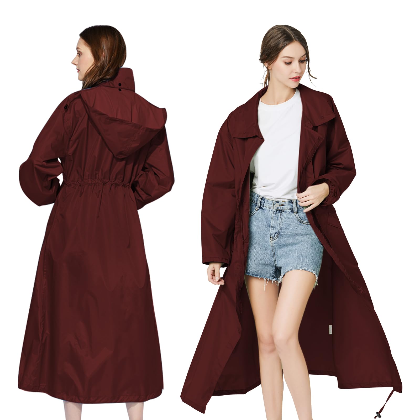 LAMA impermeabile lungo donna con cappuccio leggero