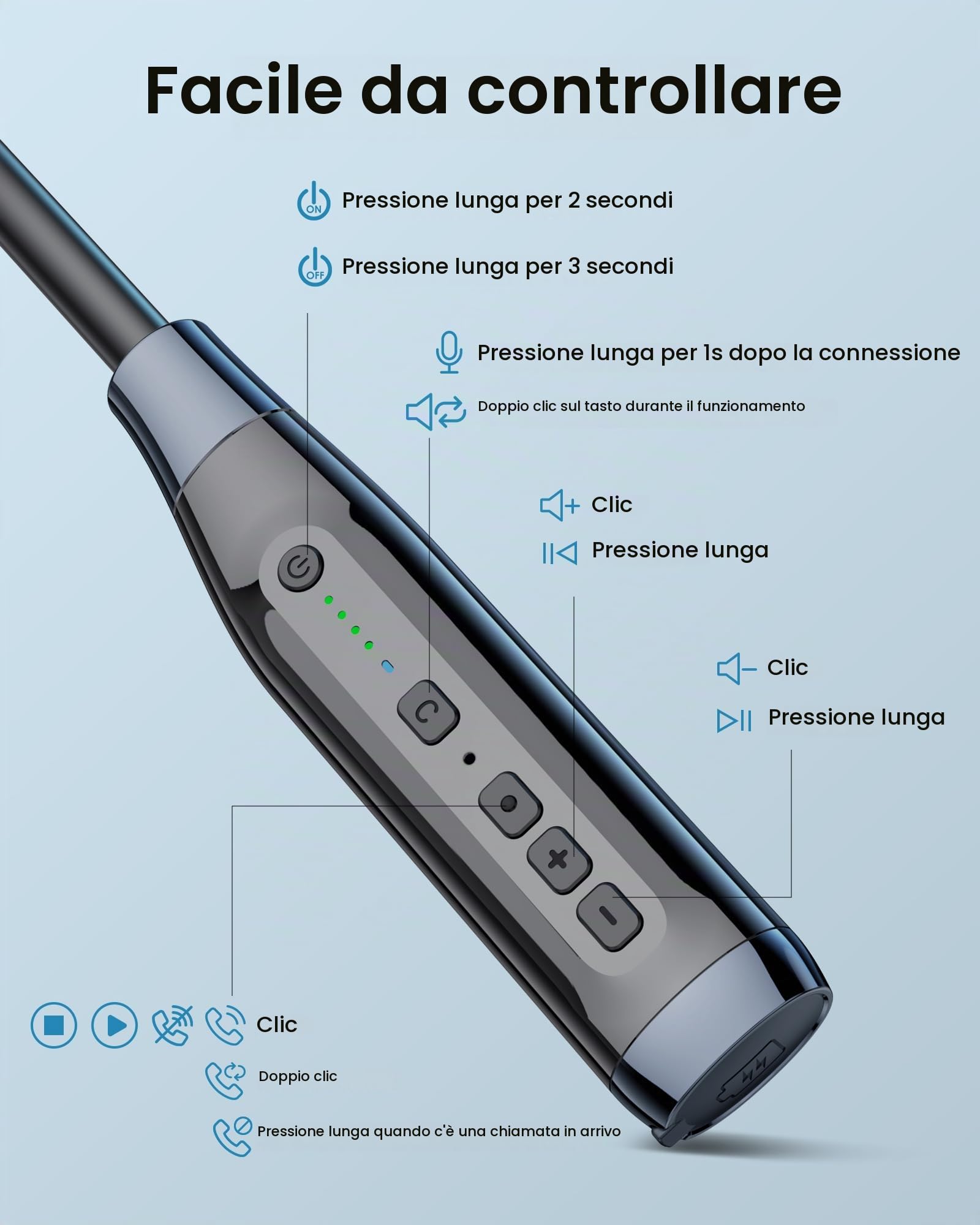 LAMA A13 auricolari bluetooth nero IPX5 100 ore