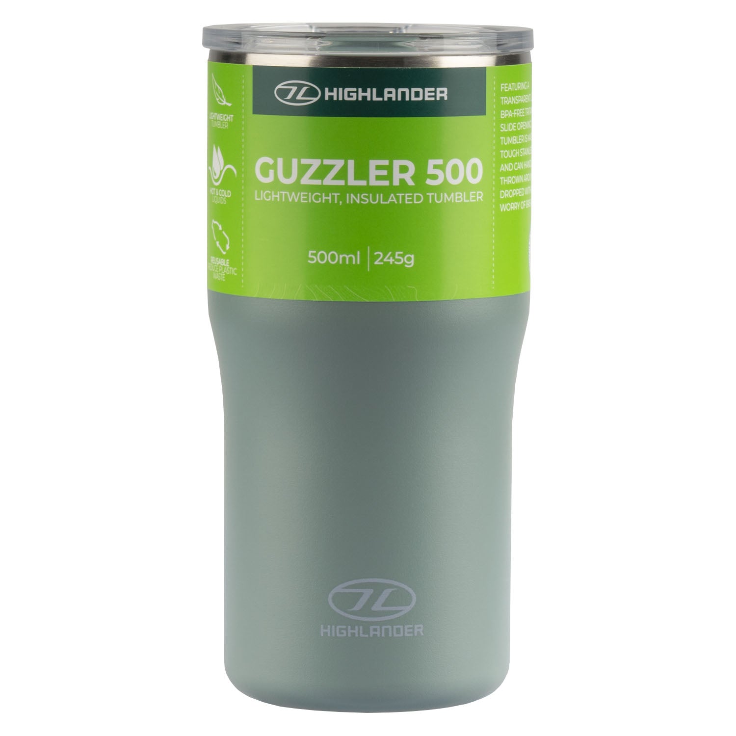 Highlander Guzzler 500 tazza termica verde acciaio inox
