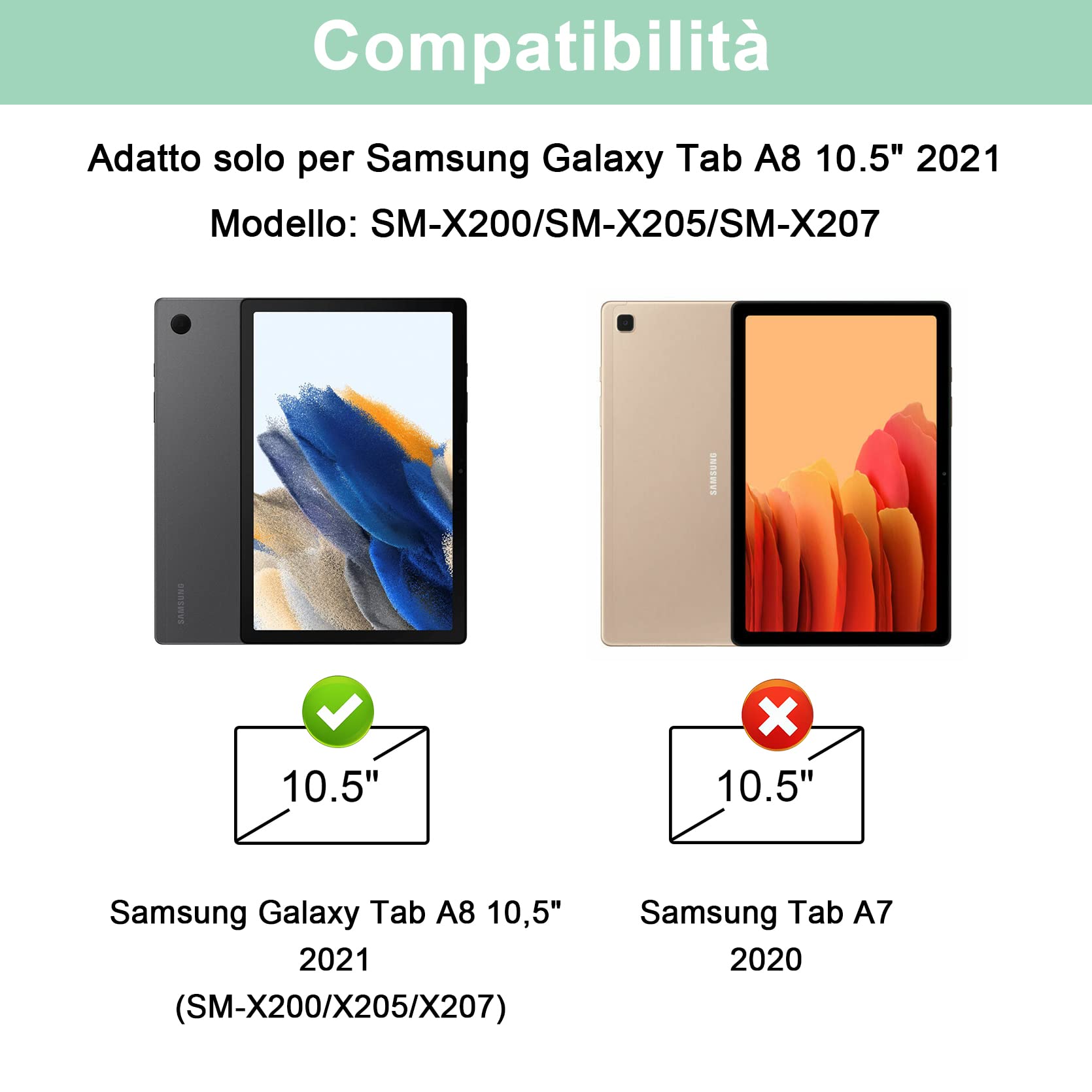 LAMA Cover Tastiera Galaxy Tab A8 10.5 Verde