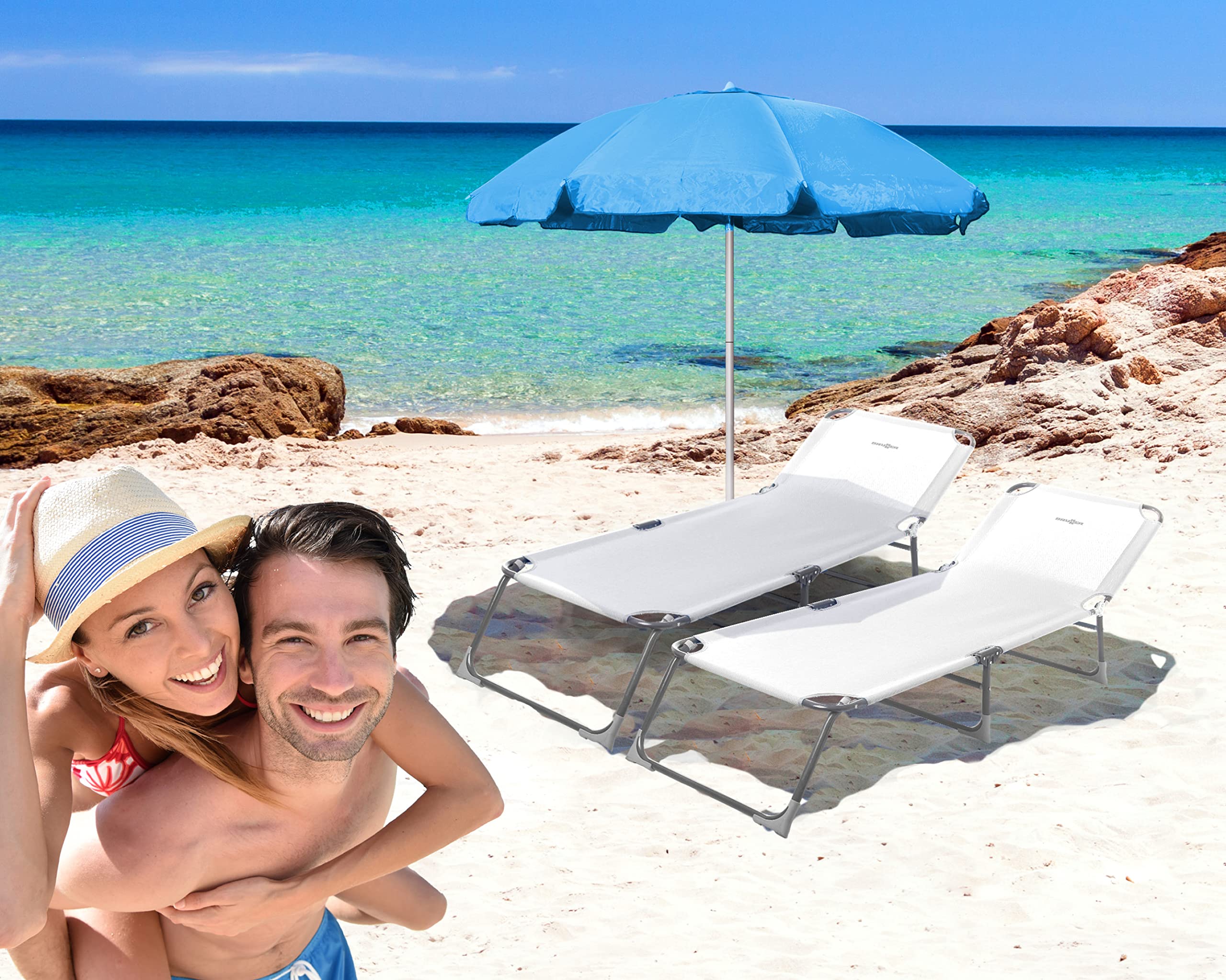 Brunner Bahia lettino sole alluminio azzurro 192 cm
