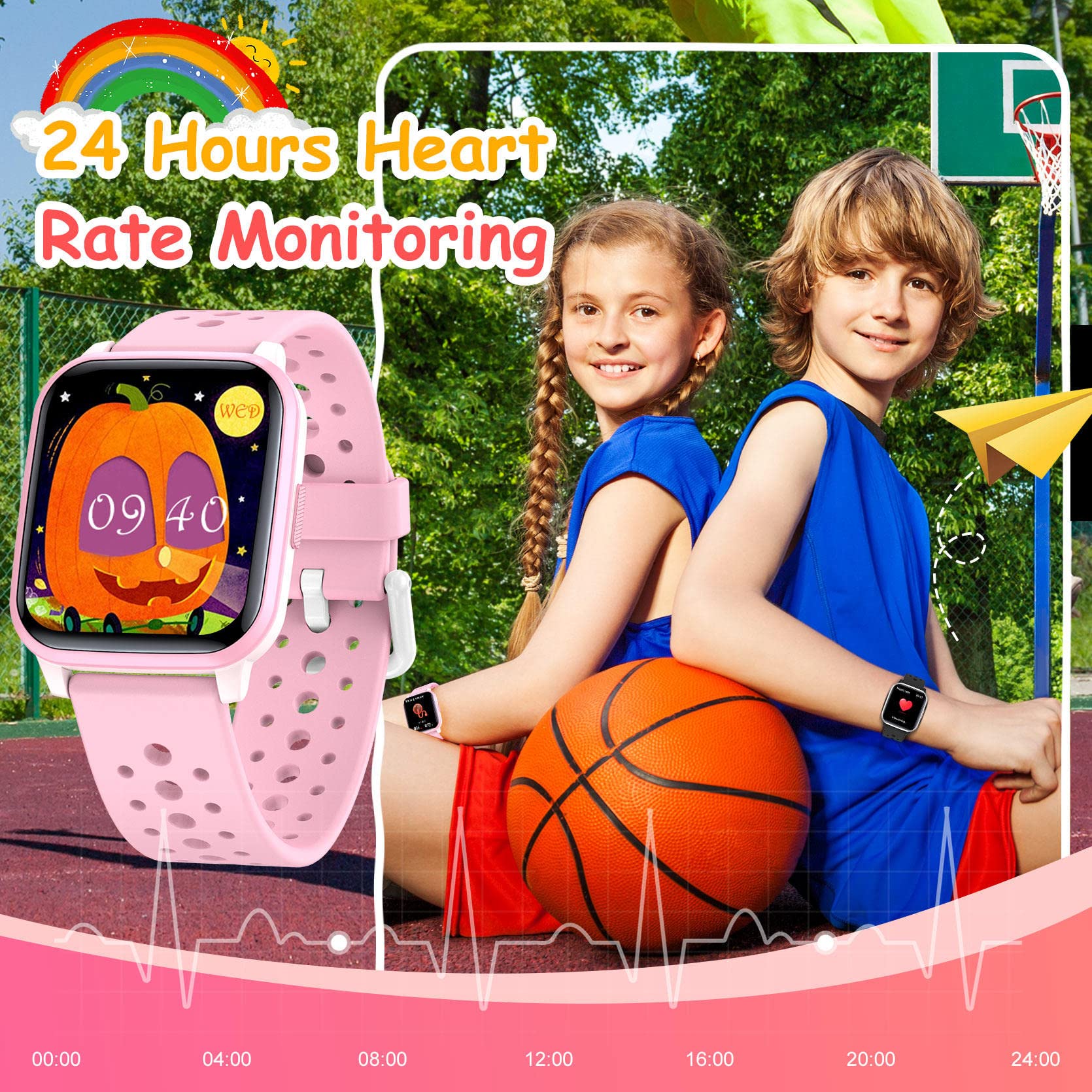 LAMA smartwatch bambini 1,4 pollici rosa IP68