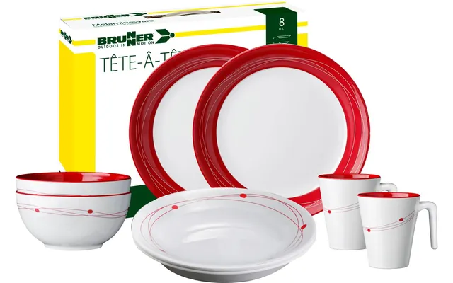 Brunner Tête-à-Tête Cosmic set piatti campeggio 2 persone 8 pezzi antiscivolo