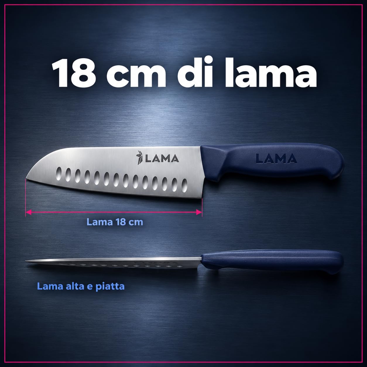 Lama Indaco 18 cm coltello santoku giapponese acciaio