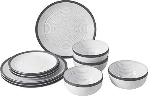 Brunner Midday Bellagio set piatti melamina 12 pezzi grigio