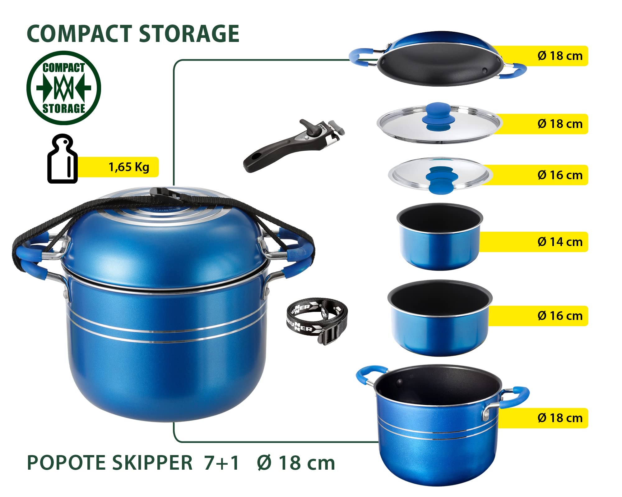 Brunner Skipper 7+1 Set Pentole Campeggio 18 cm