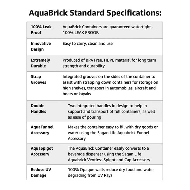 AquaBrick tanica acqua 3 galloni 11 litri impilabile