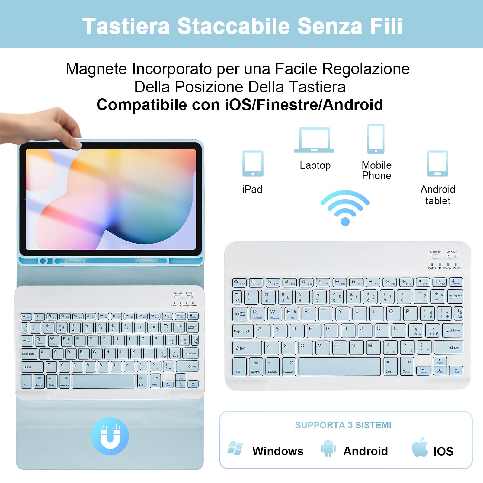 LAMA S6 Lite custodia tastiera tablet 10.4 blu
