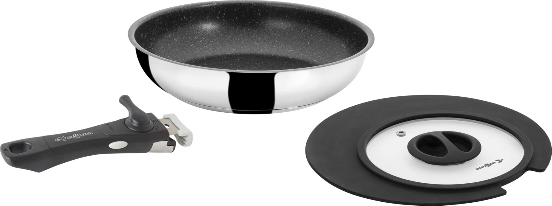 Brunner Academy Pan padella acciaio 22 cm con coperchio