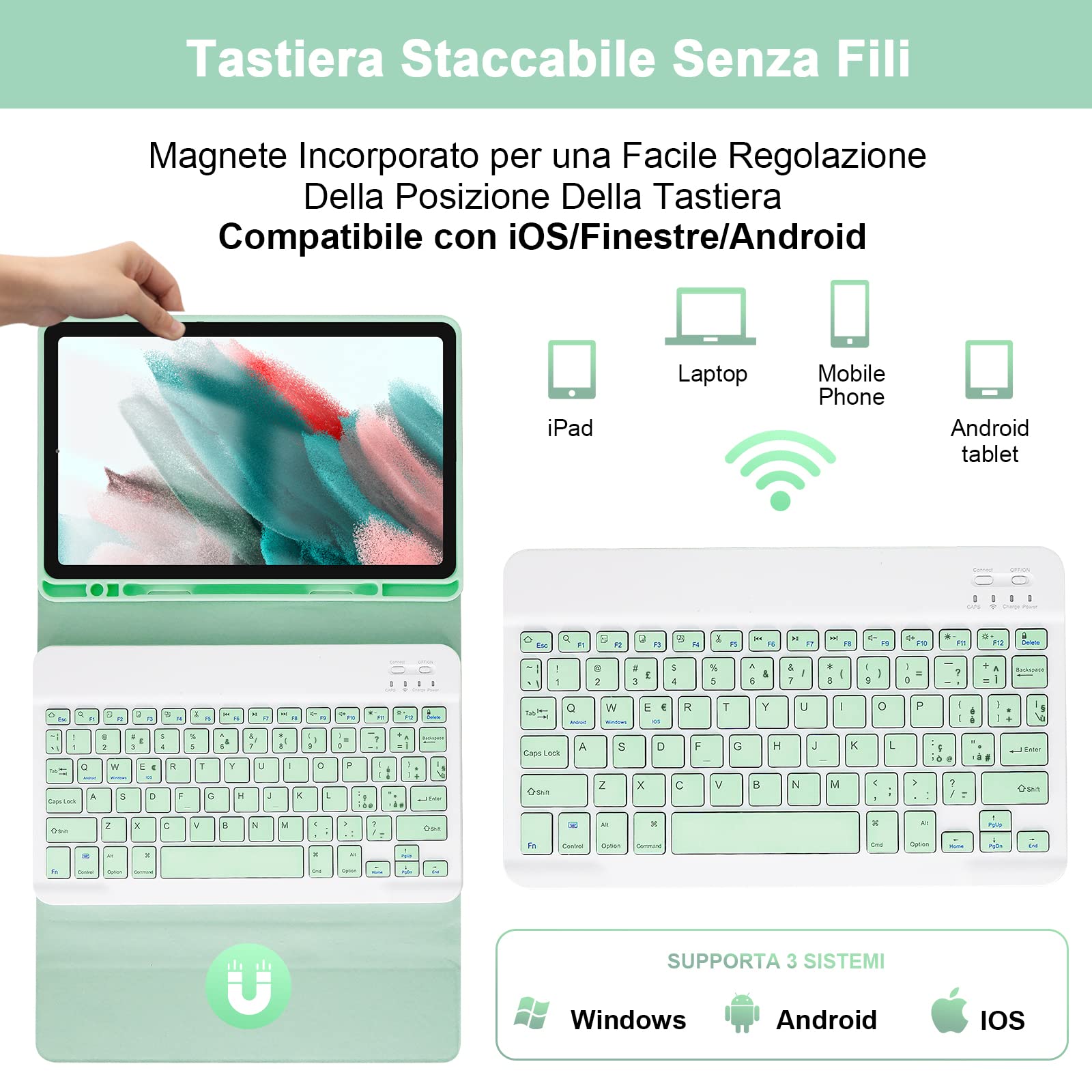 LAMA Cover Tastiera Galaxy Tab A8 10.5 Verde