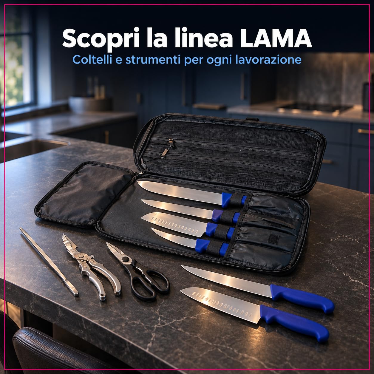Lama Indaco 18 cm coltello santoku giapponese acciaio