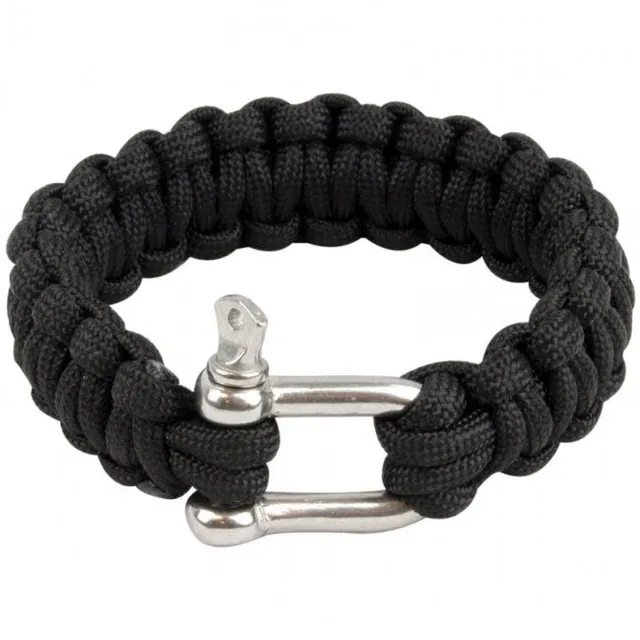 Highlander Survival Paracord Bracciale Nero con Anello D