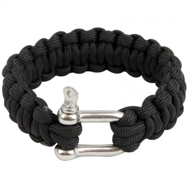 Highlander Survival Paracord Bracciale Nero con Anello D