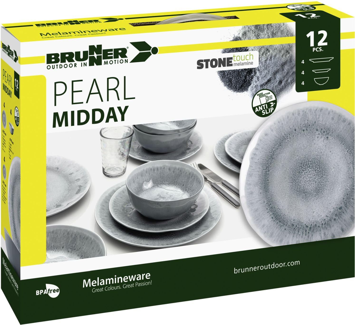 Brunner Midday Pearl 0830148N.C5X set piatti melamina 12 pezzi