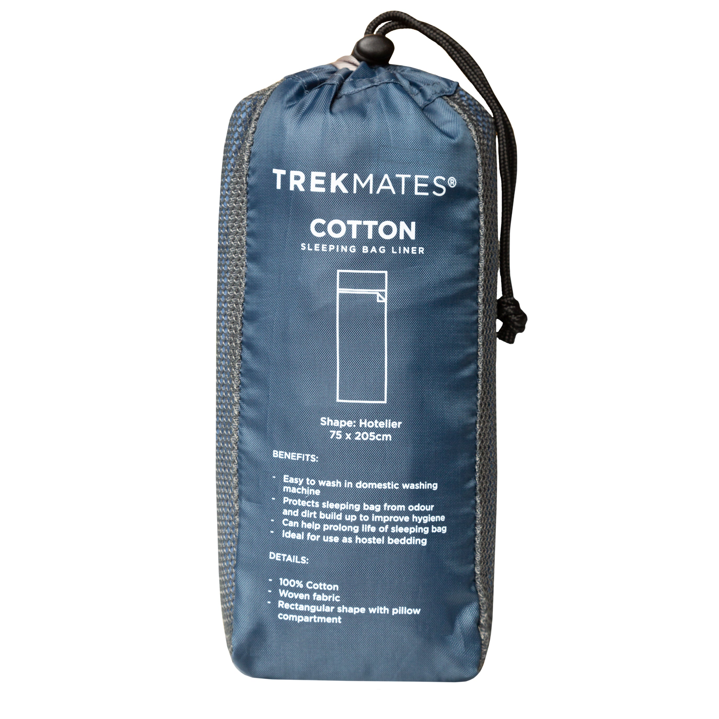 Trekmates Hotelier Lenzuolo Sacco a Pelo Cotone Blu Moonlight