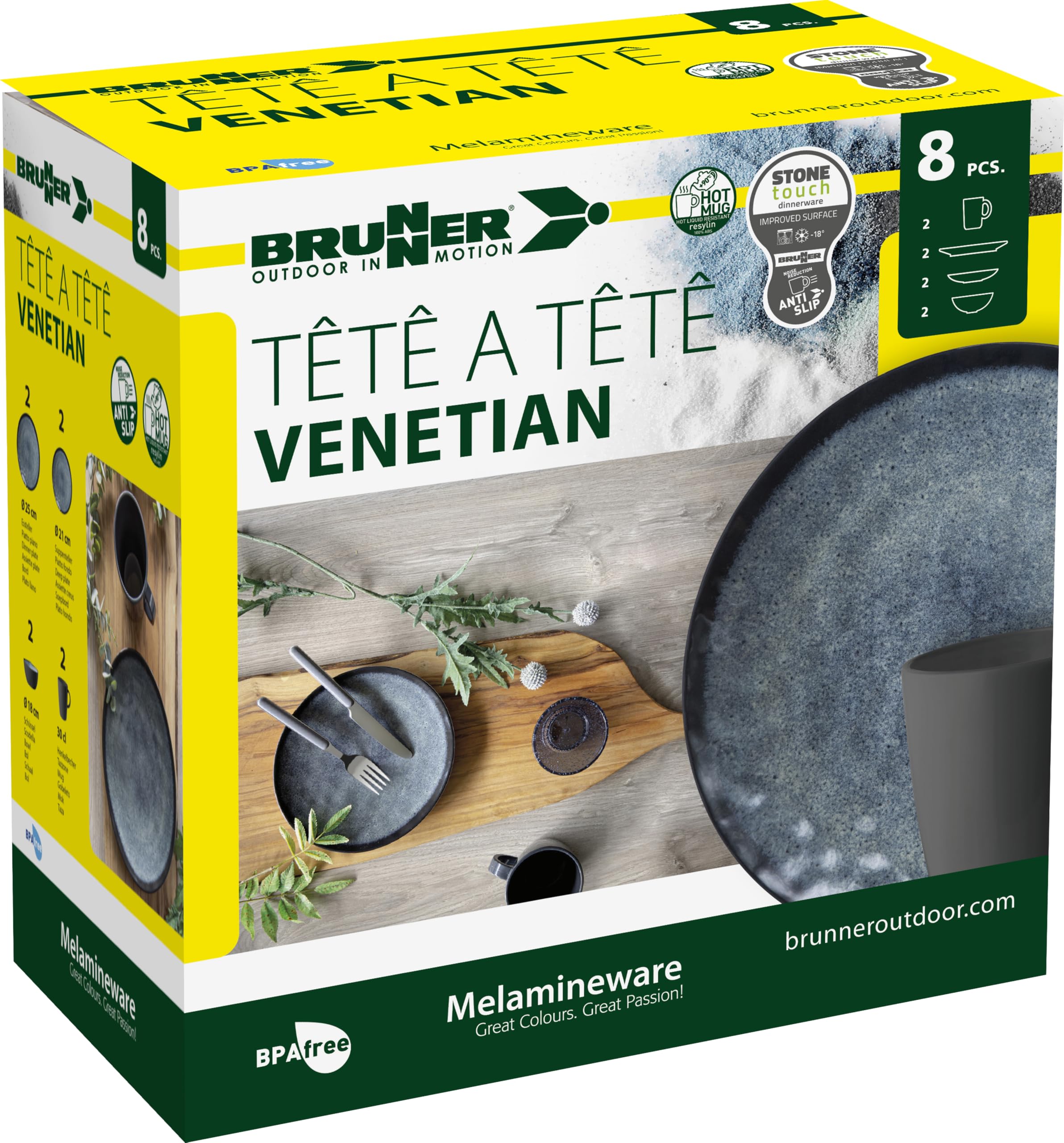 Brunner Venetian 0830143N.C9X set stoviglie 8 pezzi antiscivolo