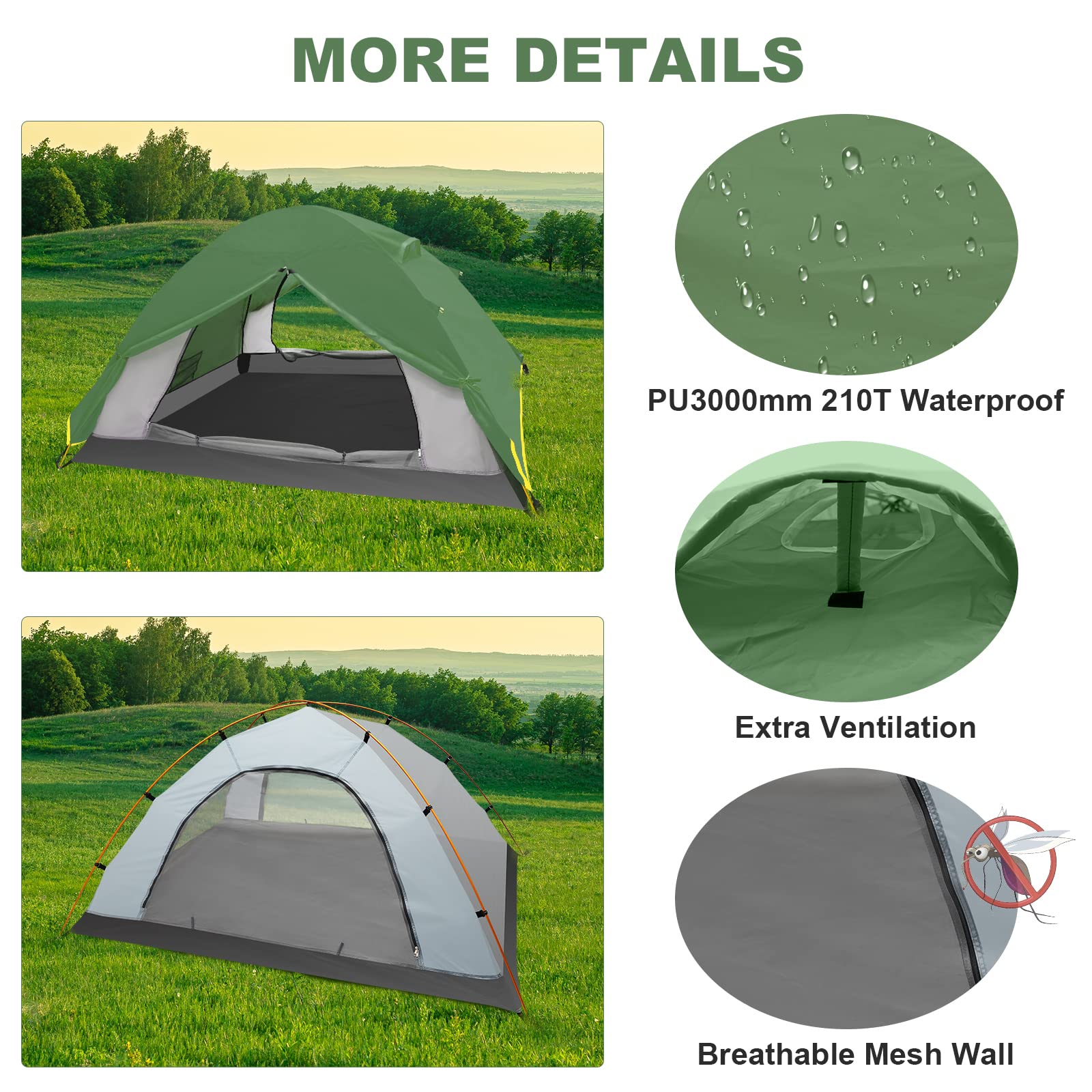 LAMA tenda campeggio 2 persone impermeabile 3000mm