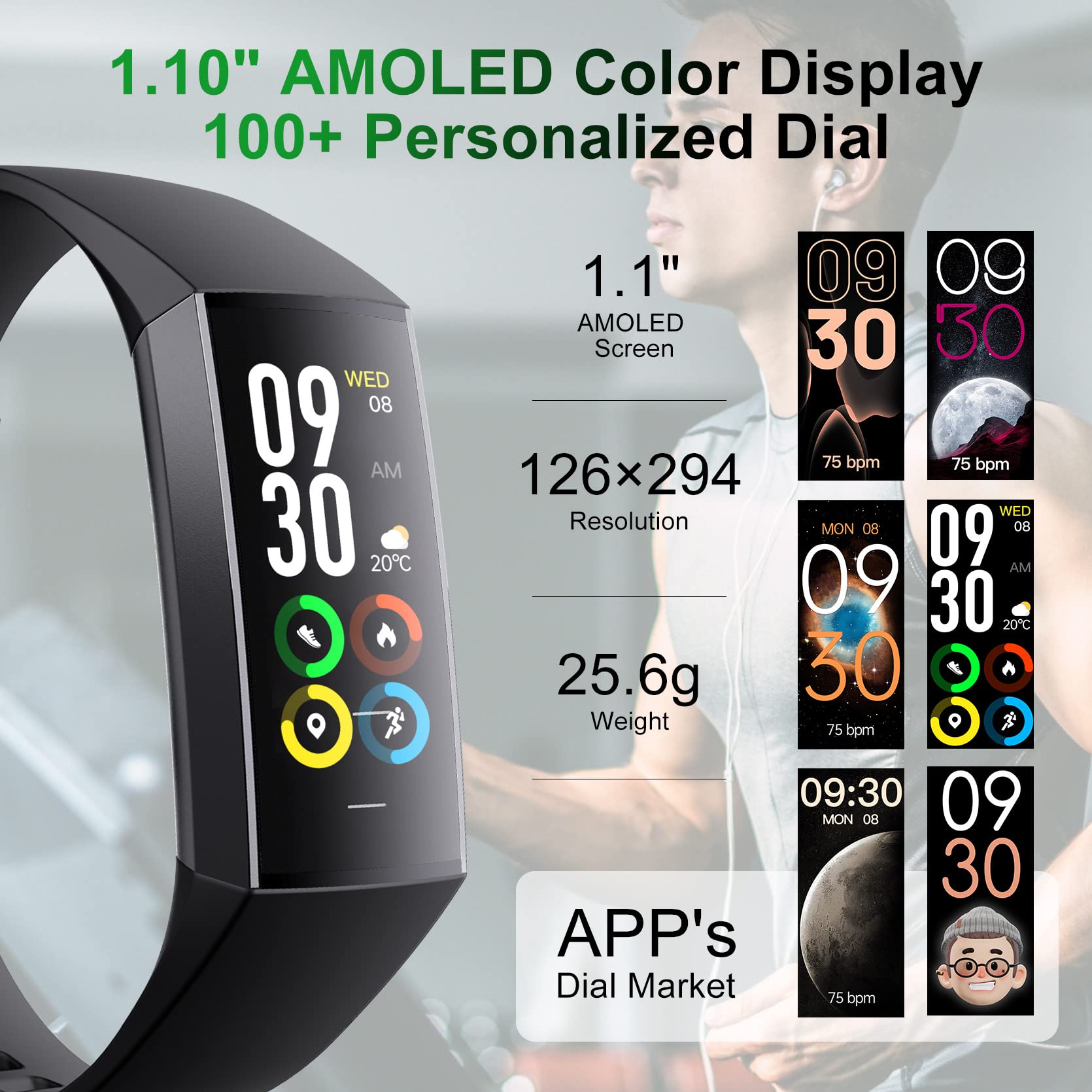 LAMA C80 orologio intelligente nero cardio IP67