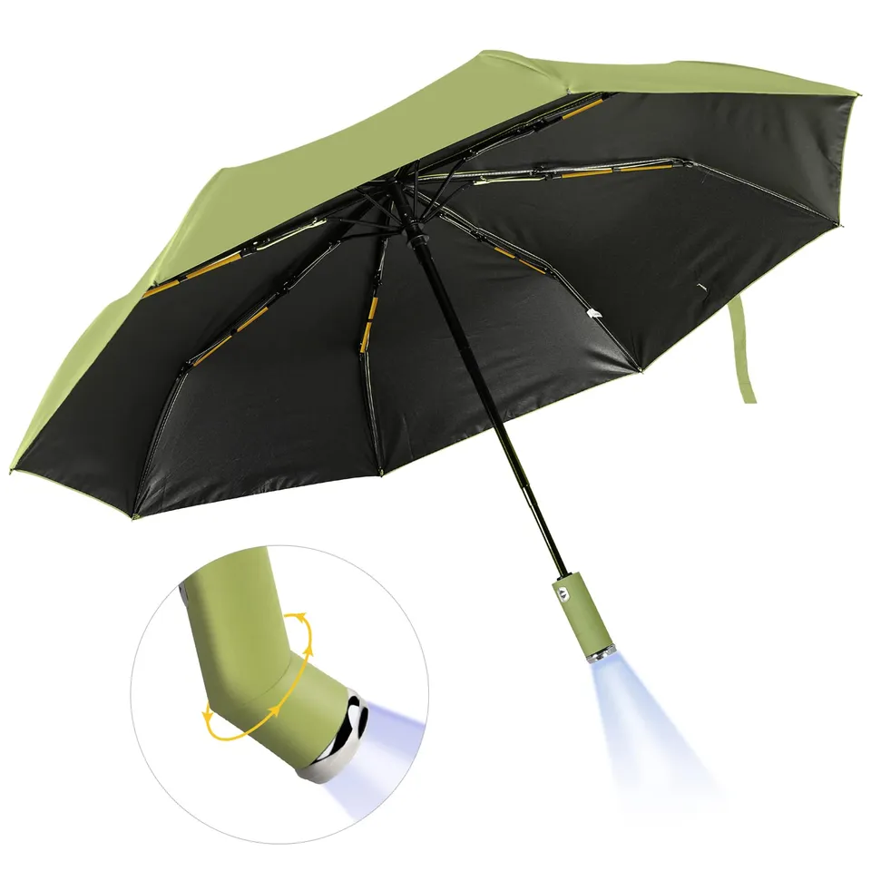 LAMA ombrello pieghevole automatico 10 stecche con LED antivento