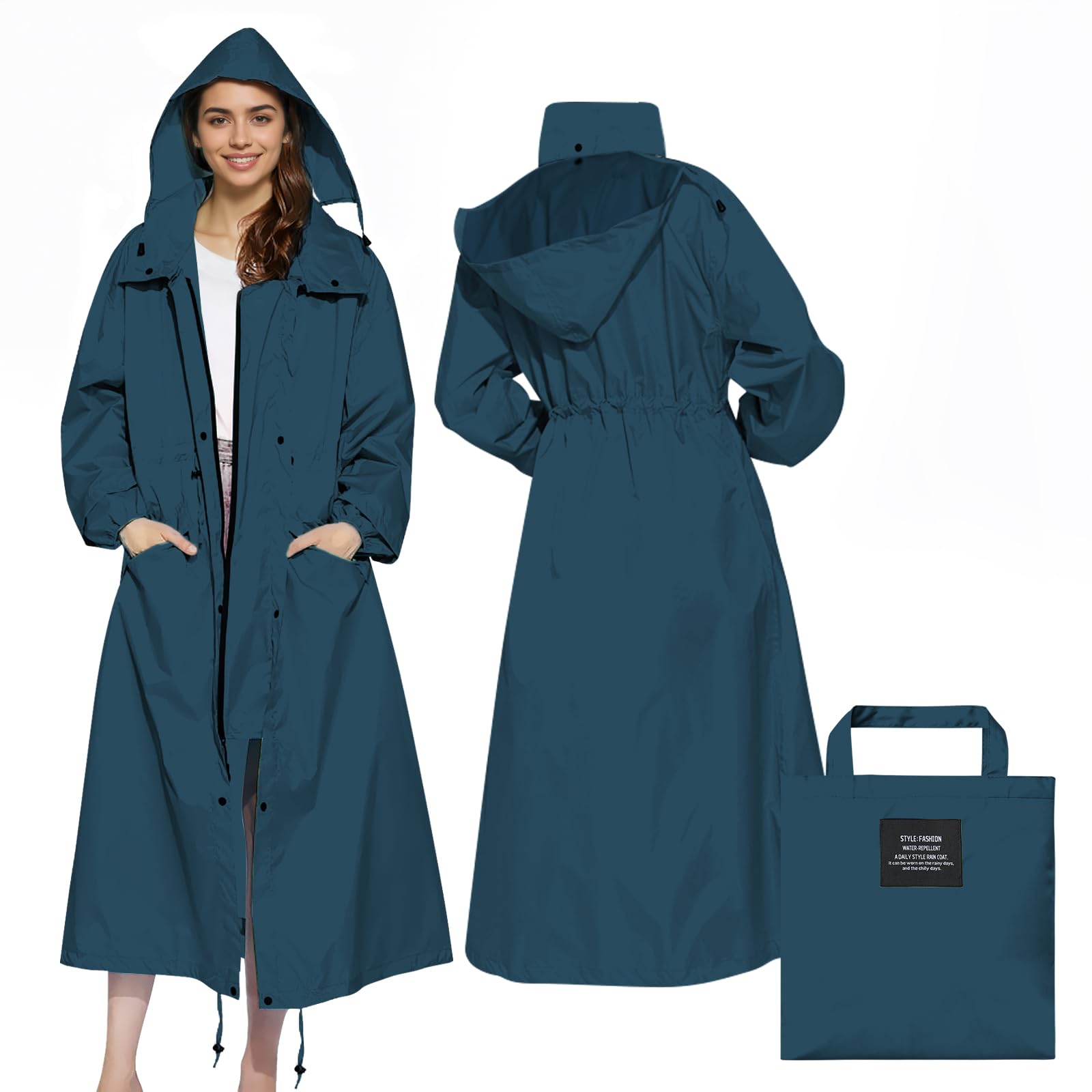 LAMA impermeabile lungo donna con cappuccio leggero