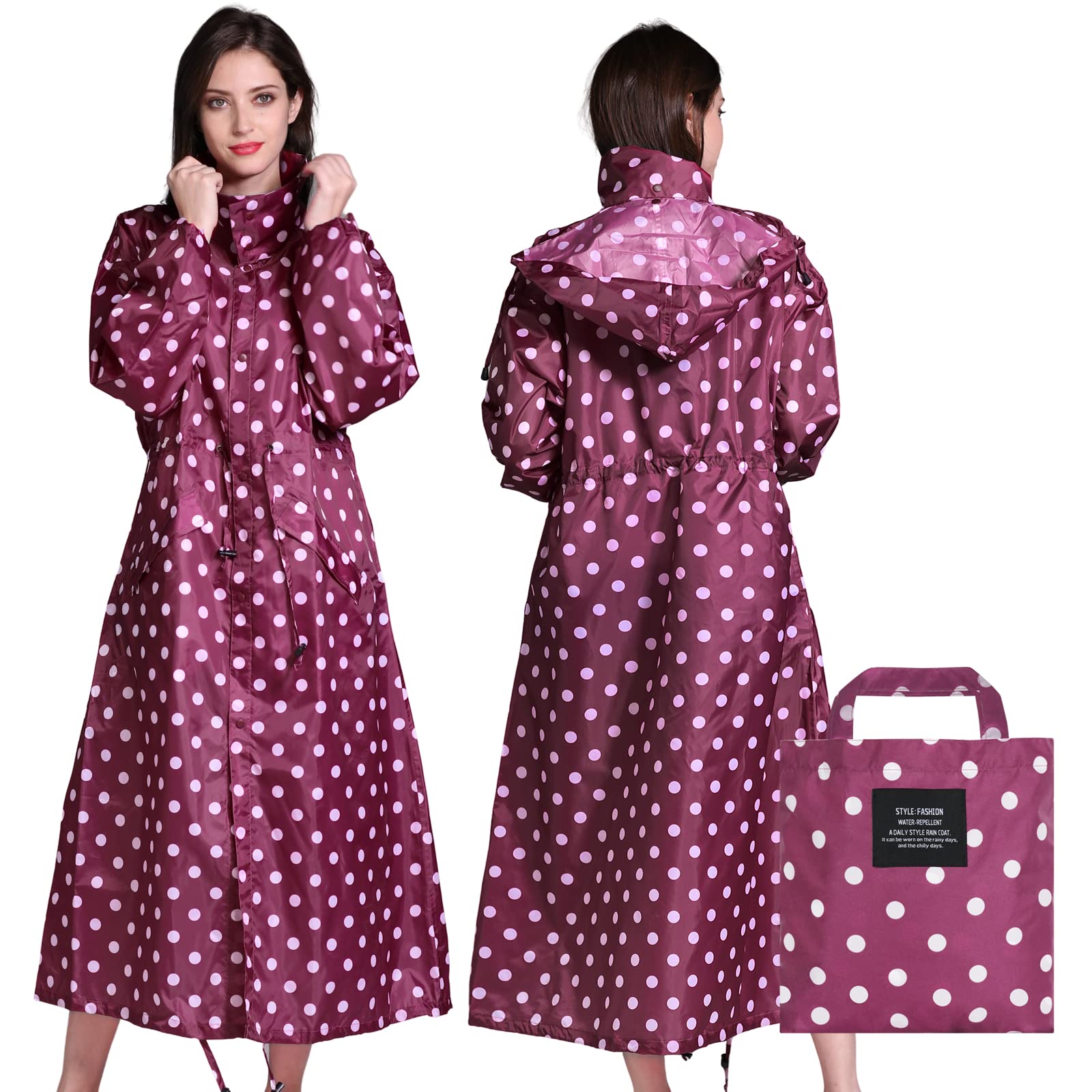 LAMA Poncho Antipioggia Donna XL Nero Puntini riutilizzabile