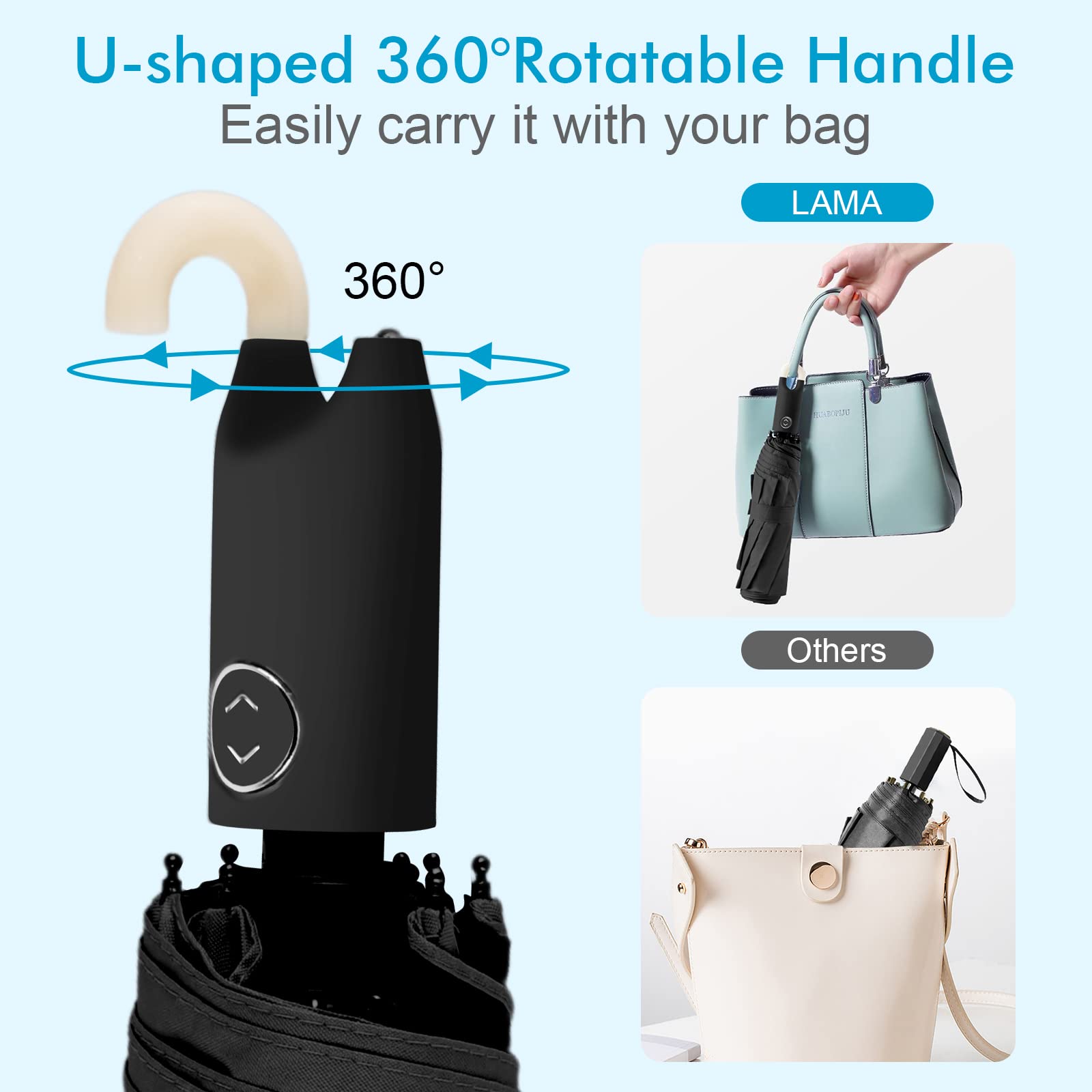 LAMA Mini ombrello tascabile ultraleggero anti-UV 8 stecche