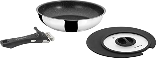 Brunner Academy Pan padella acciaio 22 cm con coperchio