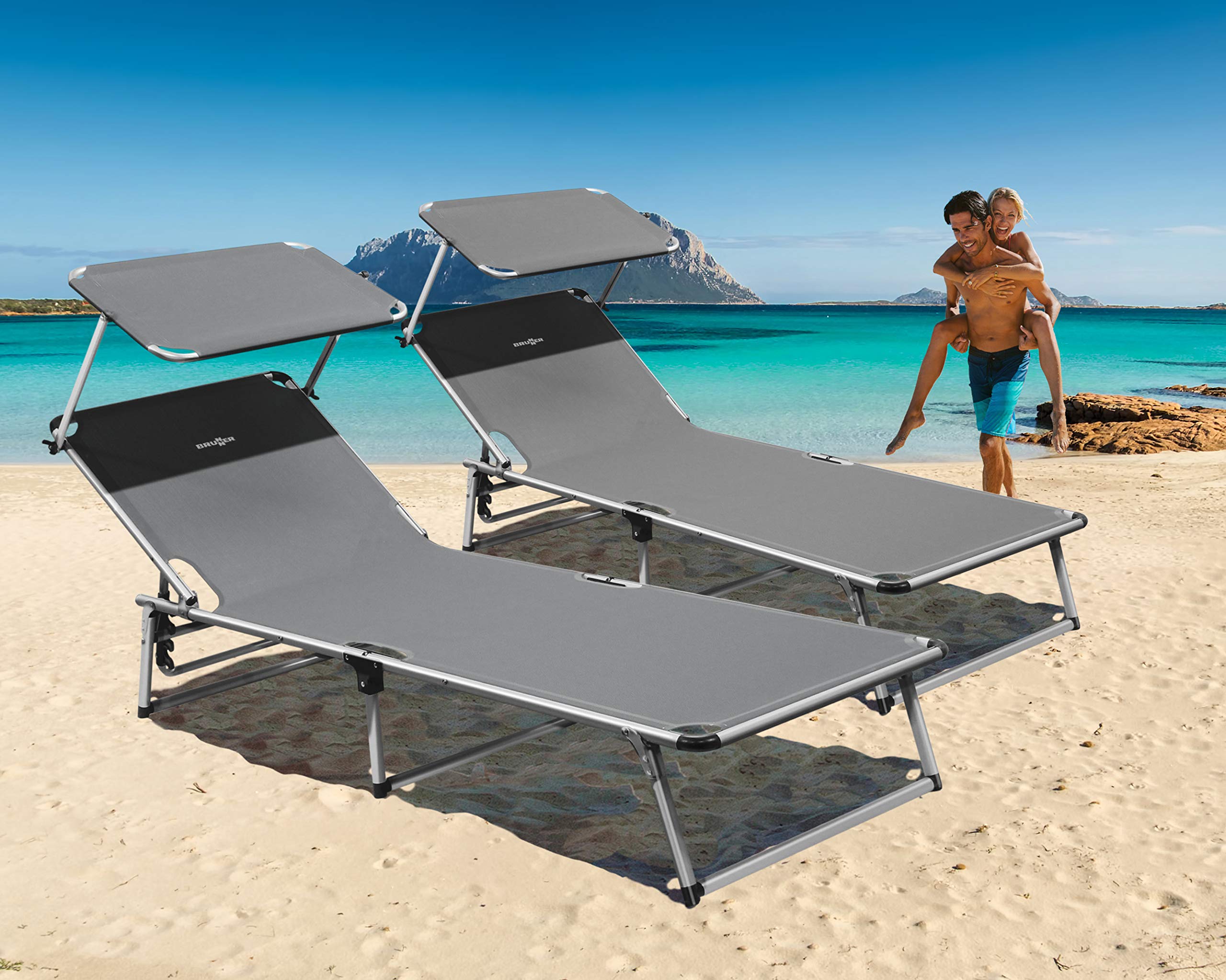 Brunner Malibu lettino da sole grigio con tettuccio