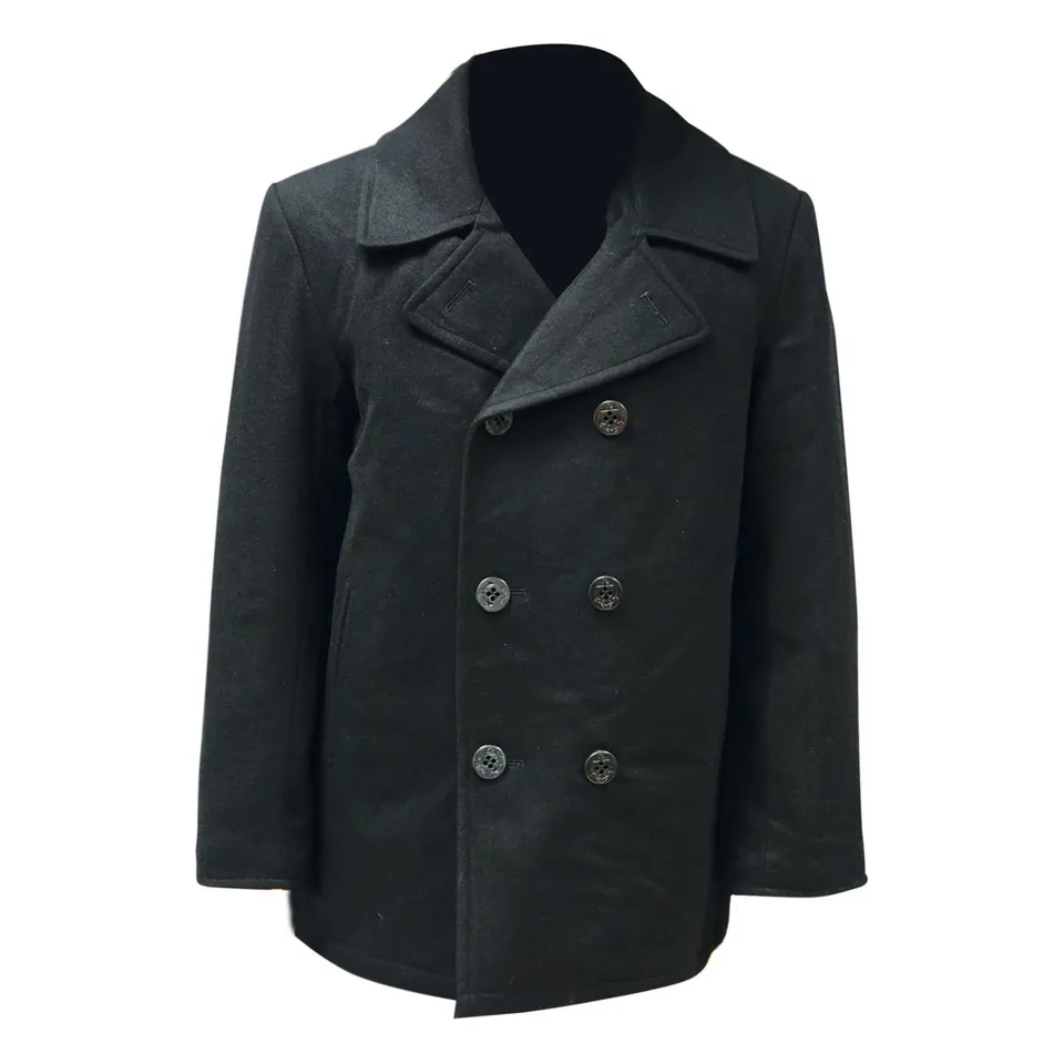 Highlander Pea Coat giacca in lana nera