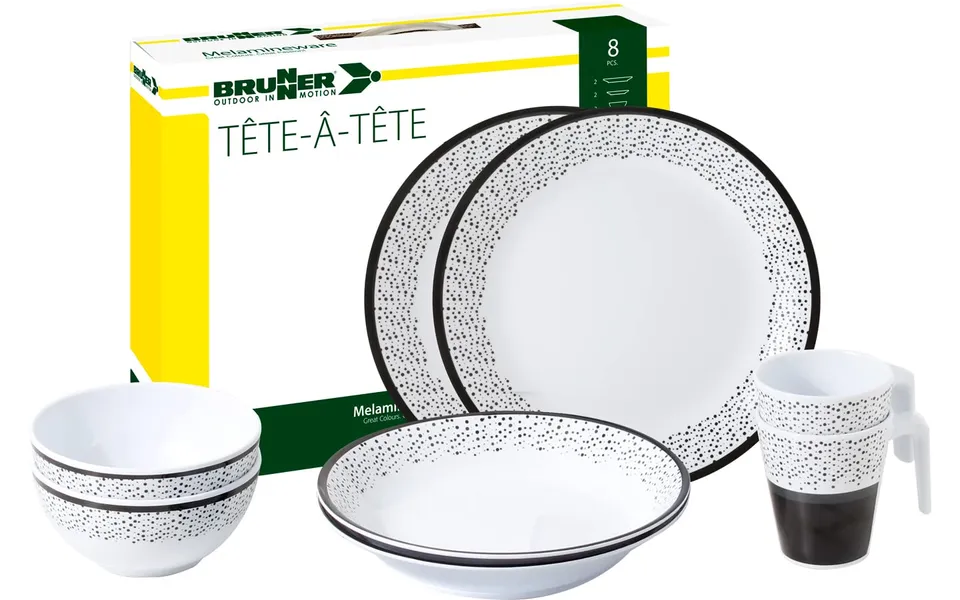 Brunner Tête-à-Tête Pralin set piatti campeggio 2 persone 8 pezzi antiscivolo